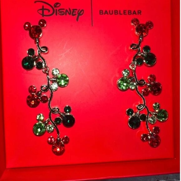 Disney BaubleBar Mickey Mouse Christmas Lights Minnie Mouse Dangling Earrings - Picture 2 of 3